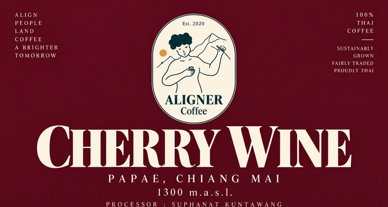 Cherry Wine label — Aligner Coffee, Papae, Chiang Mai
