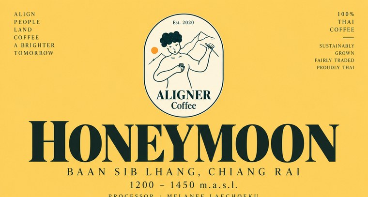 Honeymoon label — Aligner Coffee, Baan Sib Lhang, Chiang Rai