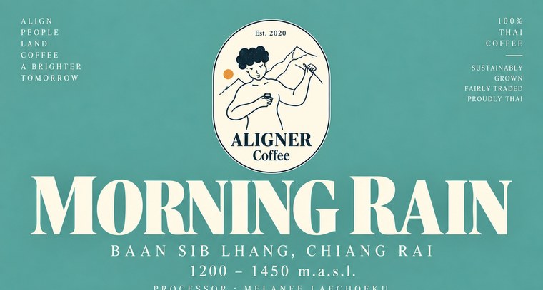 Morning Rain label — Aligner Coffee, Baan Sib Lhang, Chiang Rai
